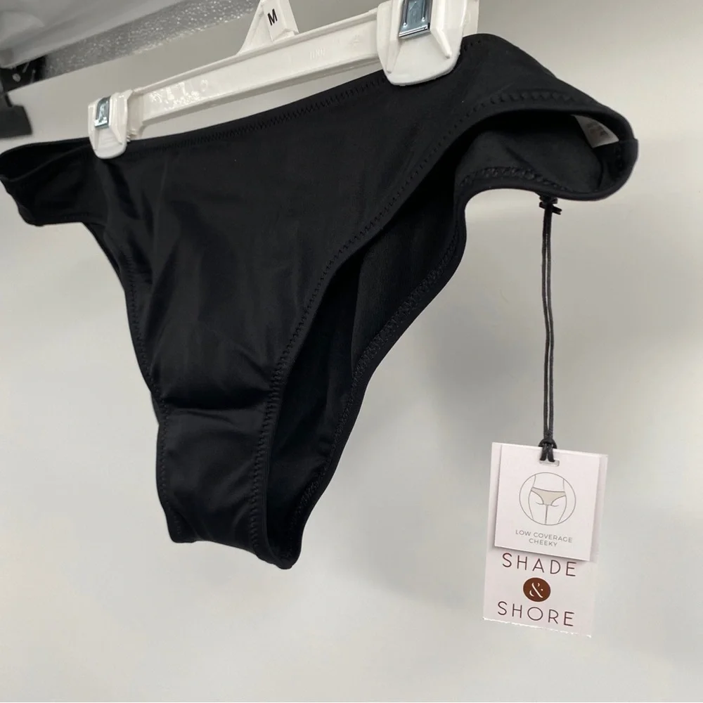 Shade and Shore Low Coverage High Leg Black Bikini Bottoms Size Medium